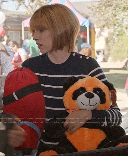 Catherine's striped sweater with gold buttons on Veep