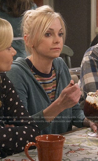 Christy's striped tee and hoodie on Mom