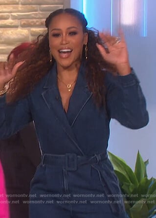 Eve's denim belted jumpsuit on The Talk