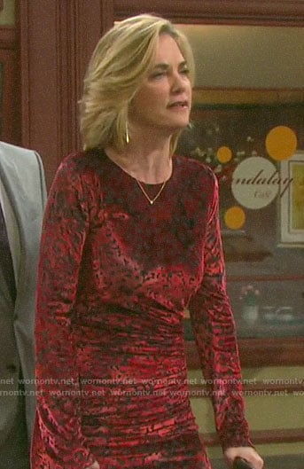 Eve's red velvet leopard dress on Days of our Lives