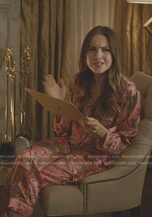 Fallon's pink tiger print pajamas on Dynasty