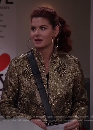 Grace's gold metallic coat on Will and Grace