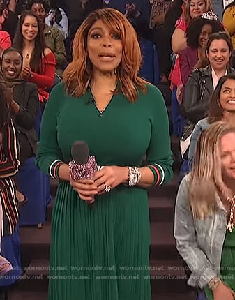 Wendy's green pleated dress on The Wendy Williams Show