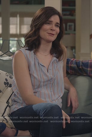 Heather's striped sleeveless top on Life in Pieces