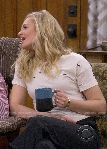Jemma's bow embroidered top on The Neighborhood