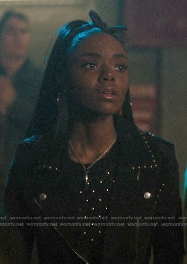 Josie's studded top and moto jacket on Riverdale
