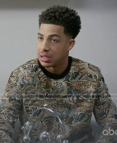 Junior's allover tiger print sweater on Black-ish