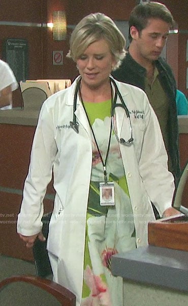 Kayla's green floral dress on Days of our Lives