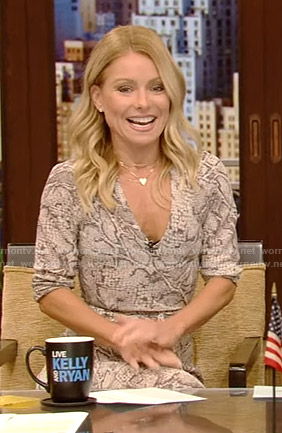 Kelly's snake print wrap dress on Live with Kelly and Ryan