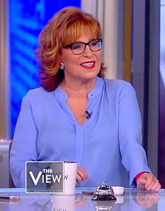 Joy's blue asymmetric blouse on The View