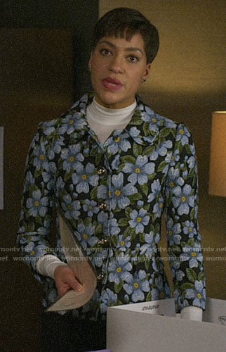 Lucca's blue floral jacket on The Good Fight