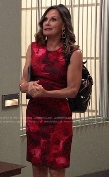Lucy's red floral sheath dress on General Hospital