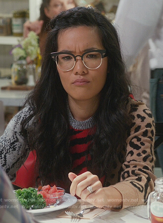 Doris's mixed print sweater on American Housewife