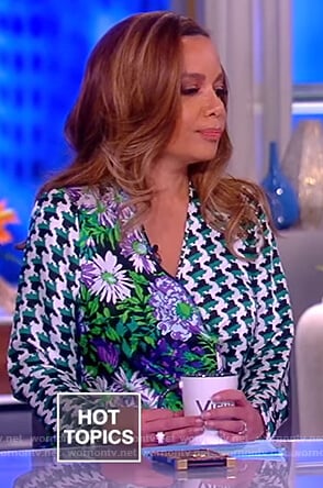 Sunny's mixed print wrap dress on The View