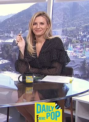 Morgan's black polka dot ruffled dress on E! News Daily Pop