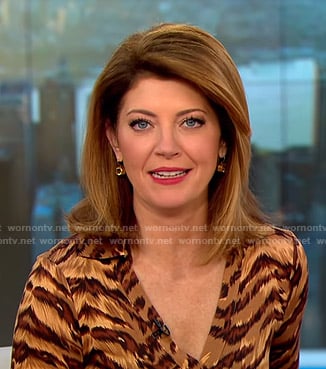 Norah's animal print wrap dress on CBS This Morning