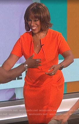Gail King's orange knit dress on The Talk