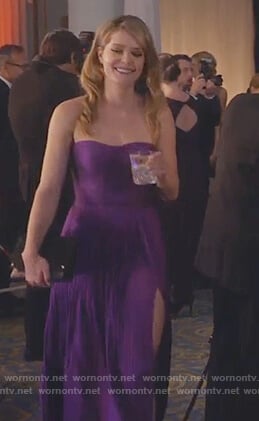 Sutton's purple strapless gown on The Bold Type