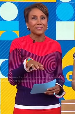 Robin's red stirped colorblock sweater on Good Morning America