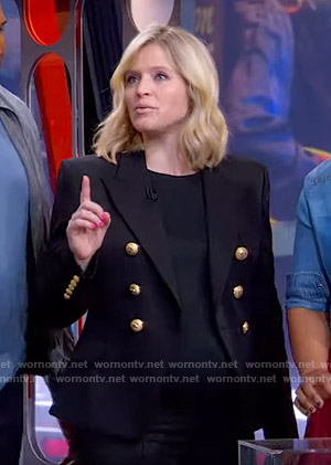 Sara's black blazer with gold buttons on GMA Strahan And Sara