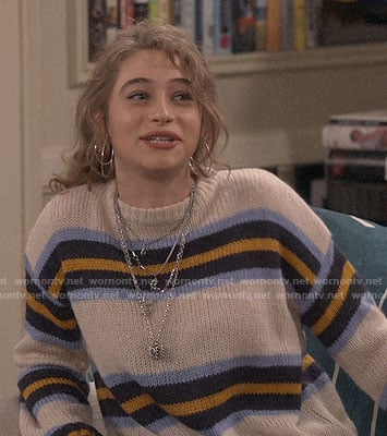 Shannon's striped sweater on Fam
