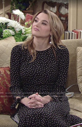 Summer's black polka dot dress on The Young and the Restless
