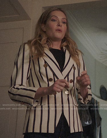 Sutton's striped blazer on The Bold Type