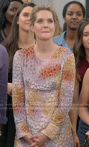 Sutton's pastel velvet dress on The Bold Type
