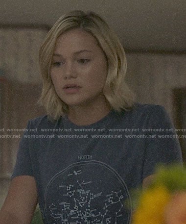 Tandy's blue constellation tee on Cloak and Dagger