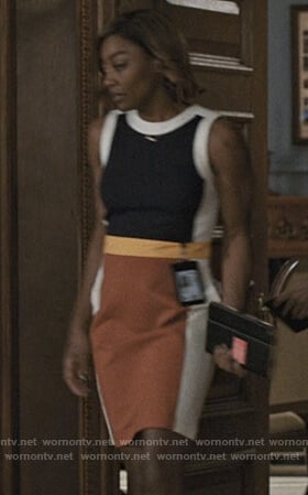 Daisy's colorblock dress on Madam Secretary