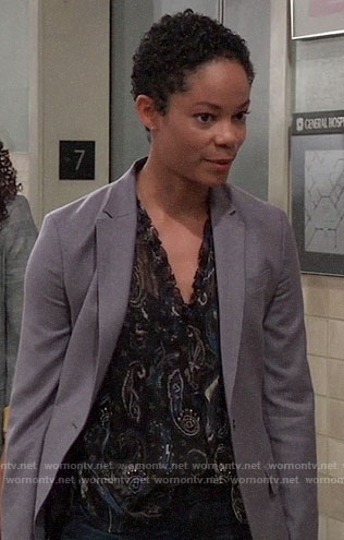 Valerie's embellished paisley top on General Hospital