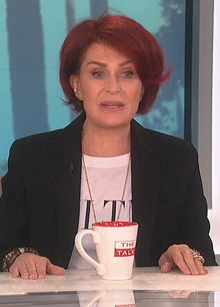 Sharon's white Valentino logo tee on The Talk