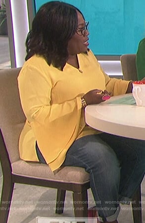Sheryl's yellow bell sleeve top on The Talk
