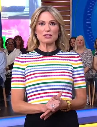 Amy's rainbow stripe top on Good Morning America