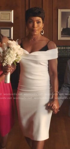 Athena's white layered off-shoulder dress on 9-1-1