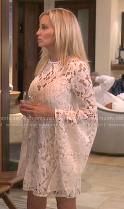 Camille's white bell sleeve lace dress on The Real Housewives of Beverly Hills