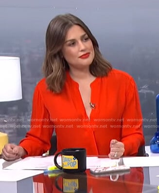 Carissa's red wrap top on E! News Daily Pop