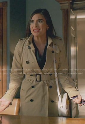 Cristal's beige trench coat  on Dynasty