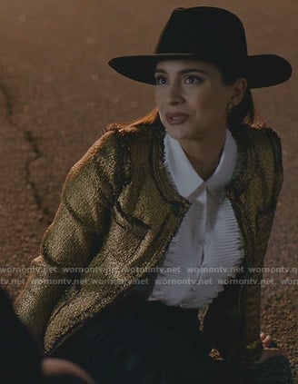 Cristal's metallic tweed jacket on Dynasty