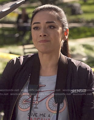 Ella's blue Give Me A Break tee on Lucifer