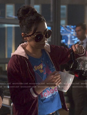 Ella's blue Stay In School tee on Lucifer