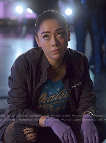 Ella's blue Whatever tee on Lucifer