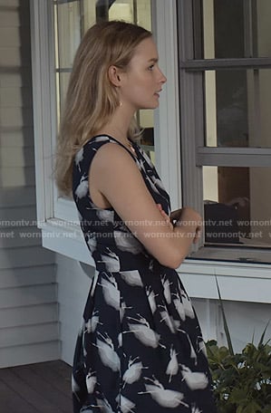 Elle's black ballerina print dress on The Society