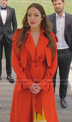 Fallon's red trench wrap coat on Dynasty