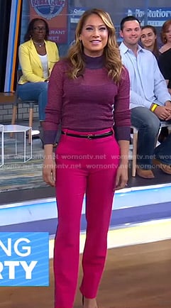 Ginger's purple striped sweater and pink pants on Good Morning America