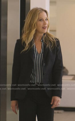 Jen's black blazer on Dead to Me