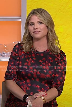 Jenna's black and red floral print dress on Today
