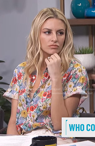 Morgan's floral short sleeve shirt on E! News Daily Pop