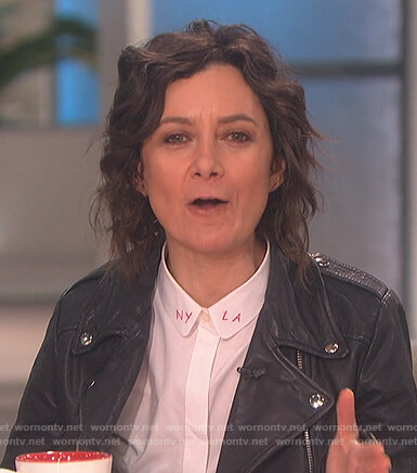 Sara's LA NY white button down blouse on The Talk