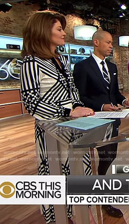 Norah's white printed midi dress  on CBS This Morning